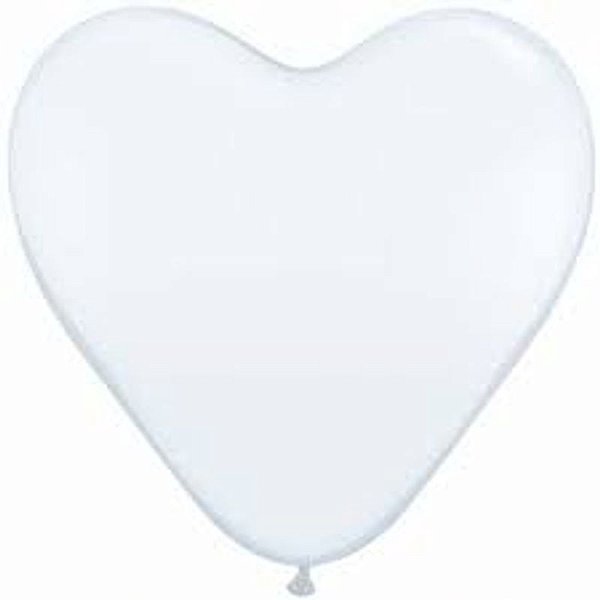 Balão Qualatex 15" - Coração Branco - Liso Látex - 50 Un