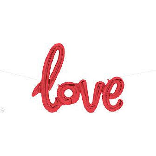 Balão Qualatex 40" - Escrita - Love Vermelho - 1 Un