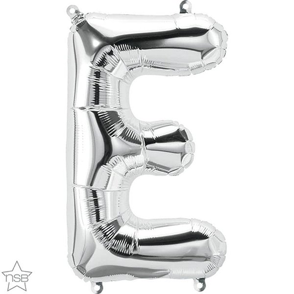 Balão Qualatex 16" - Letra - E Prata - 1 Un