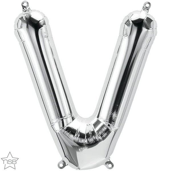 Balão Qualatex 16" - Letra - V Prata - 1 Un