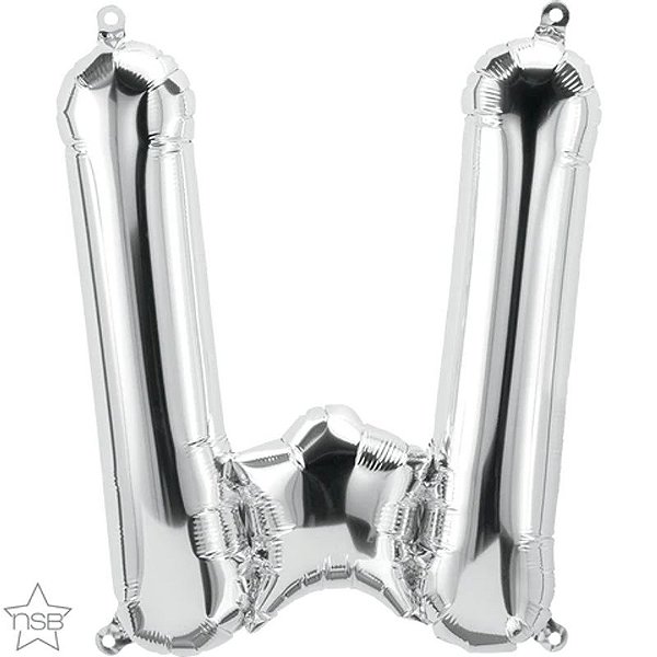 Balão Qualatex 16" - Letra - W Prata - 1 Un