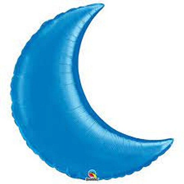 Balão Qualatex 35" - Lua Crescente - Azul Safira Metalizado Liso - 1 Un