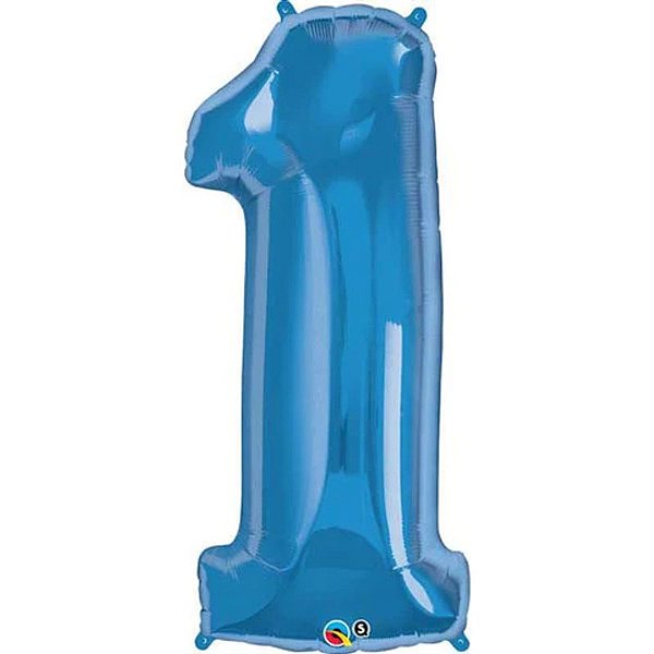 Balão Qualatex 34" - Número Um Azul Safira - 1 Un