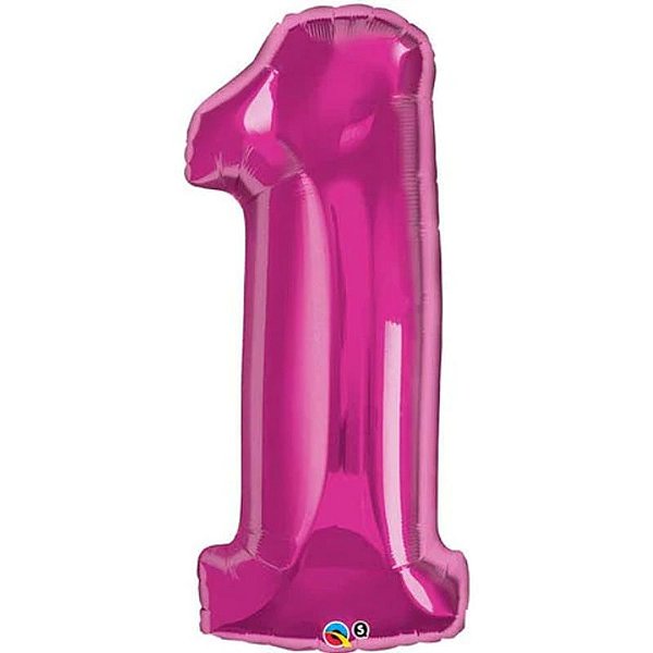 Balão Qualatex 34" - Número Um Magenta - 1 Un