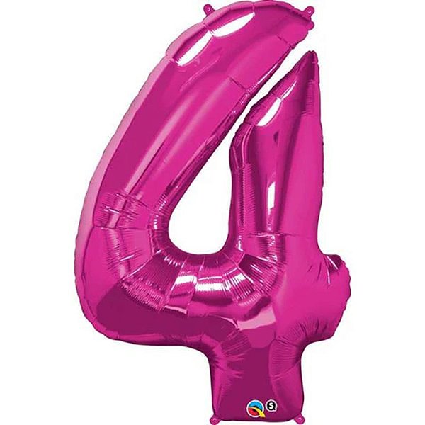 Balão Qualatex 34" - Número Quatro Magenta - 1 Un