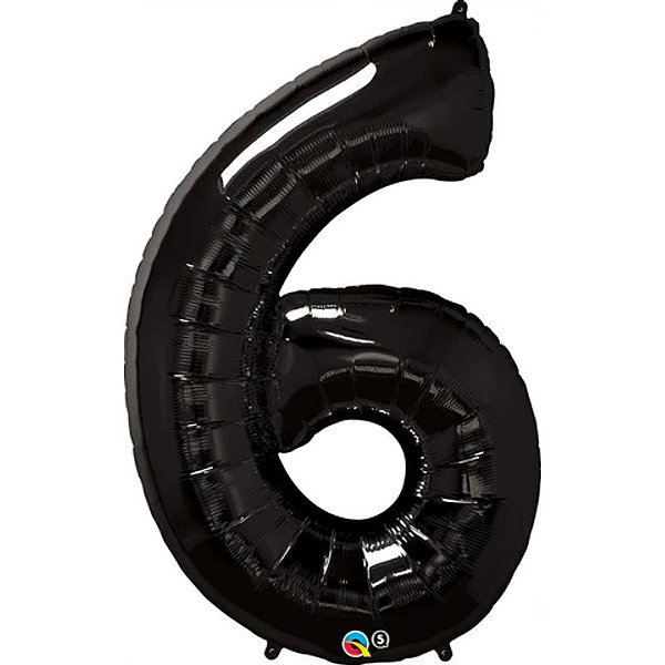 Balão Qualatex 34" - Número Seis Preto Onix - 1 Un