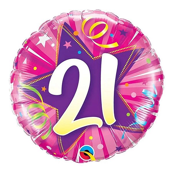 Balão Qualatex 18" - Redondo - 21-Estrela Brilhante Rosa - 1 Un