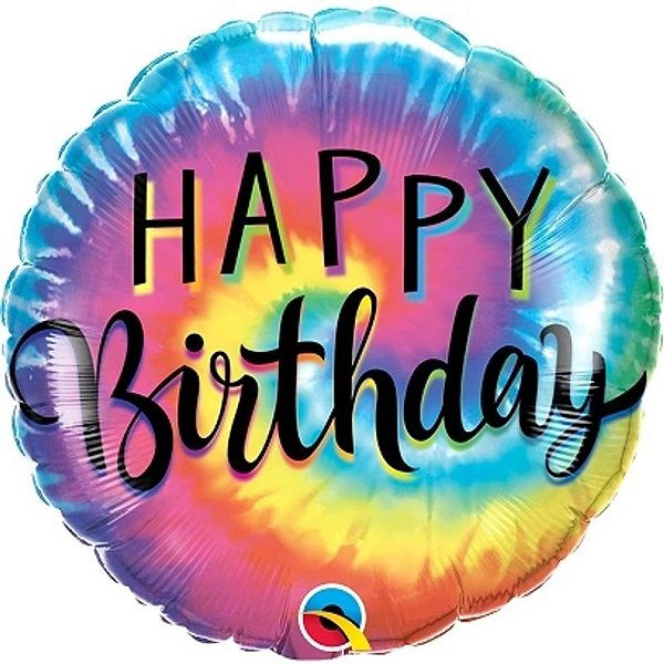 Balão Qualatex 18" - Redondo - Birthday-Tie Dye Espirais - 1 Un