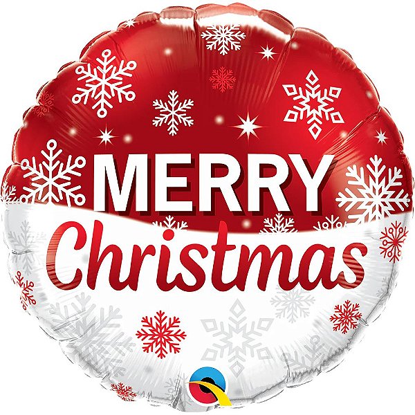 Balão Qualatex 18" - Redondo - Merry Christmas-Vermelho - 1 Un