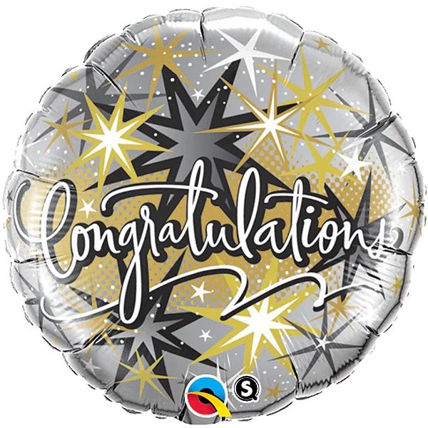 Balão Qualatex 18" - Redondo - Congratulations-Elegante - 1 Un