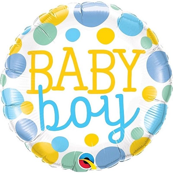 Balão Qualatex 18" - Redondo - Baby Boy-Pontos - 1 Un