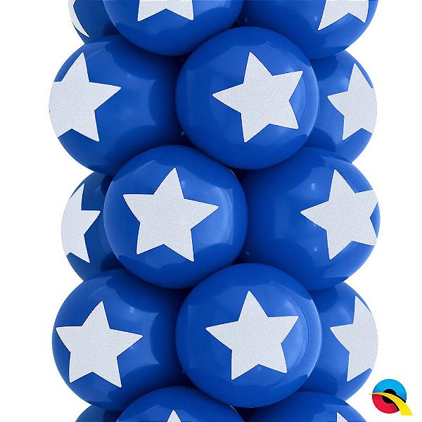 Balão Qualatex 11" - Redondo Azul Safira - Estrela Topprint - 50 Un
