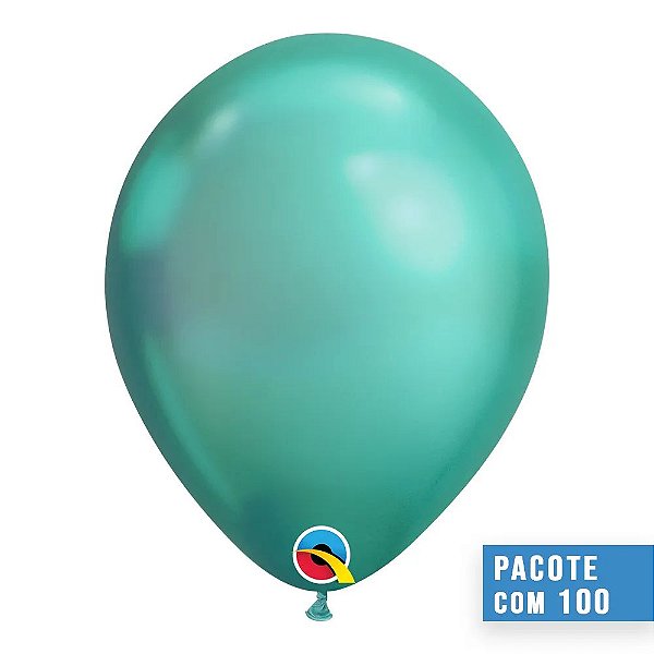 Balão Qualatex 7" - Redondo Chrome Verde - Liso Látex - 100 Un