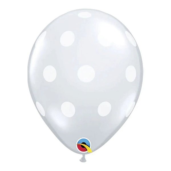 Balão Qualatex 5" - Transparente - Pontos Polka Grandes - 100 Un