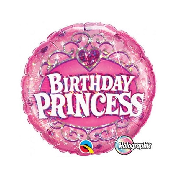 Balão Qualatex 18" - Redondo Hol - Birthday Princess - 1 Un