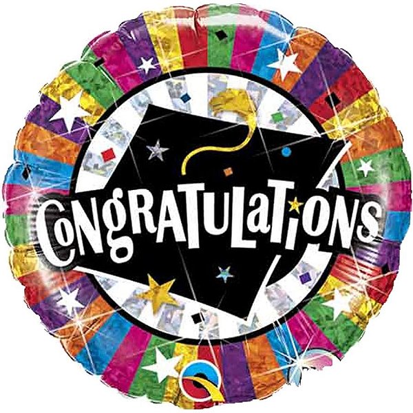 Balão Qualatex 18" - Redondo Hol - Congratulations-Graduado - 1 Un