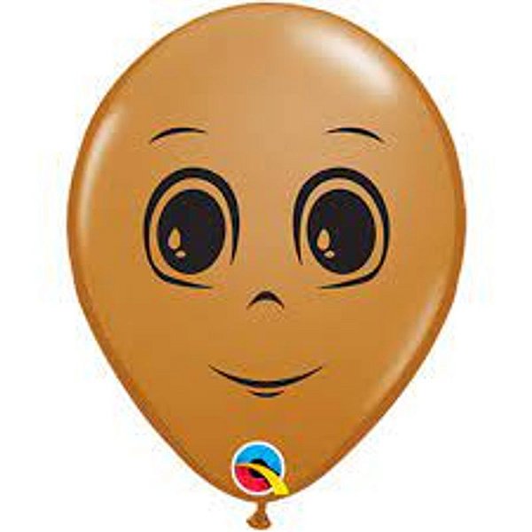Balão Qualatex 5" - Redondo Marrom Mocha - Rosto Masculino - 100 Un