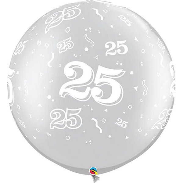 Balão Qualatex 30" - Redondo Prata - 25 - 2 Un