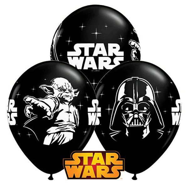 Balão Qualatex 11" - Redondo Preto Onix - Star Wars - 25 Un