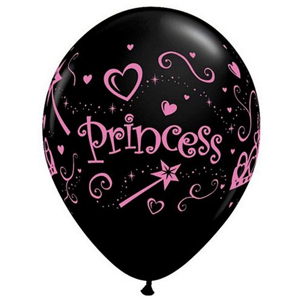Balão Qualatex 11" - Redondo Preto Onix - Princess (Rosa) - 50 Un