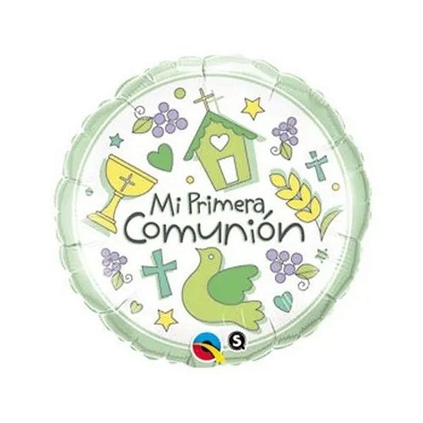 Balão Qualatex 09" - Redondo Solto - Mi Primera Comunion-Símbolos - 1 Un