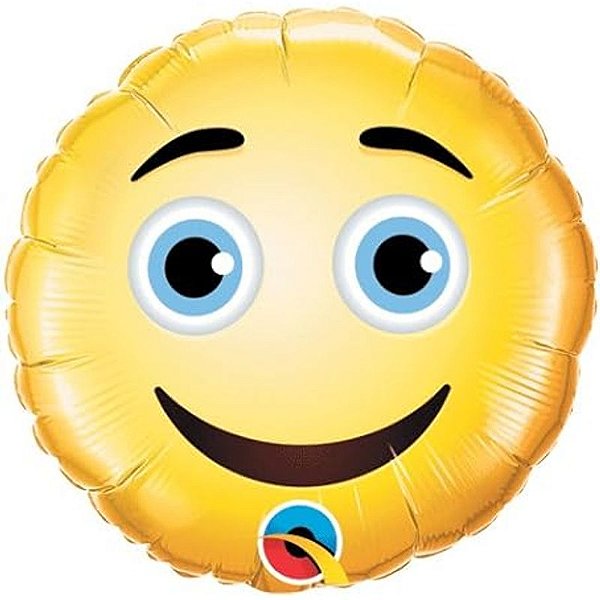 Balão Qualatex 09" - Redondo Solto - Carinha Sorridente - 1 Un