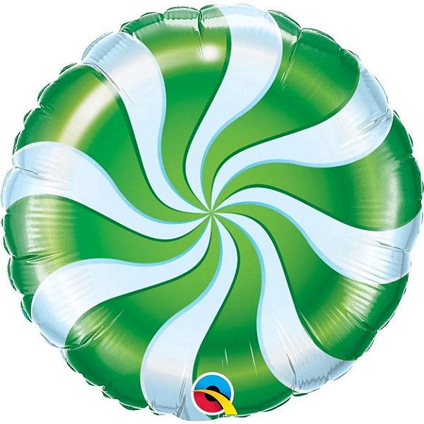 Balão Qualatex 09" - Redondo Solto - Bala Espiralada Verde - 1 Un