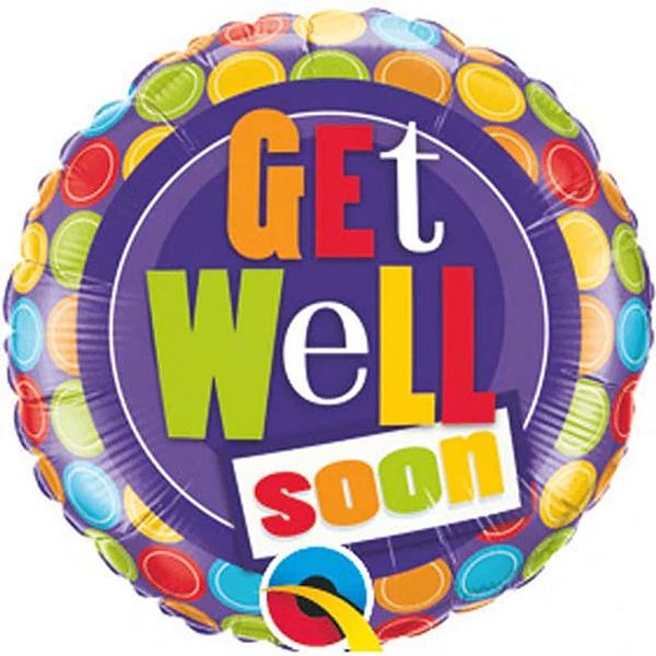 Balão Qualatex 09" - Redondo Solto - Get Well Soon-Estampa Pontos - 1 Un
