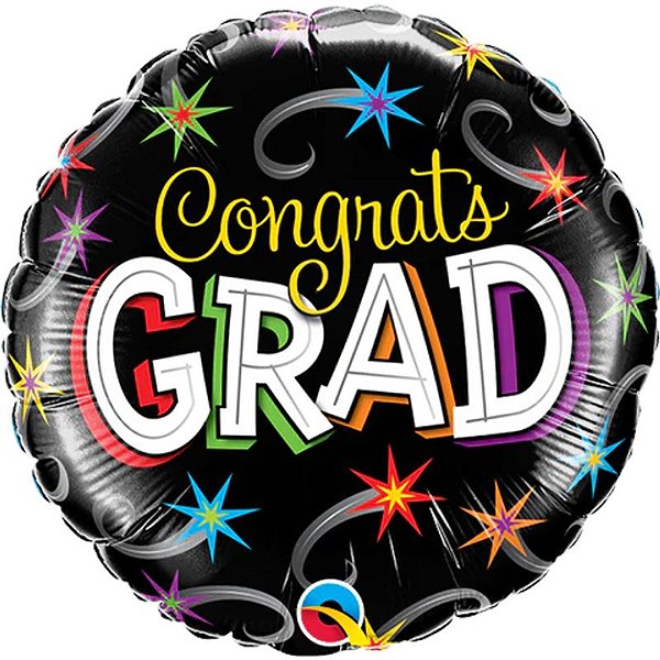 Balão Qualatex 09" - Redondo Solto - Congrats Grad-Estrelas - 1 Un