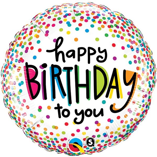 Balão Qualatex 09" - Redondo Solto - Happy Birthday To You-Pontos - 1 Un