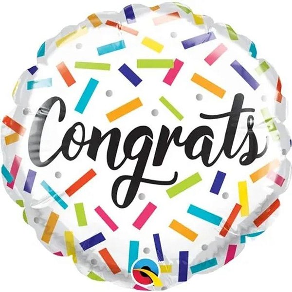 Balão Qualatex 4" - Redondo Solto - Congrats-Confete - 1 Un