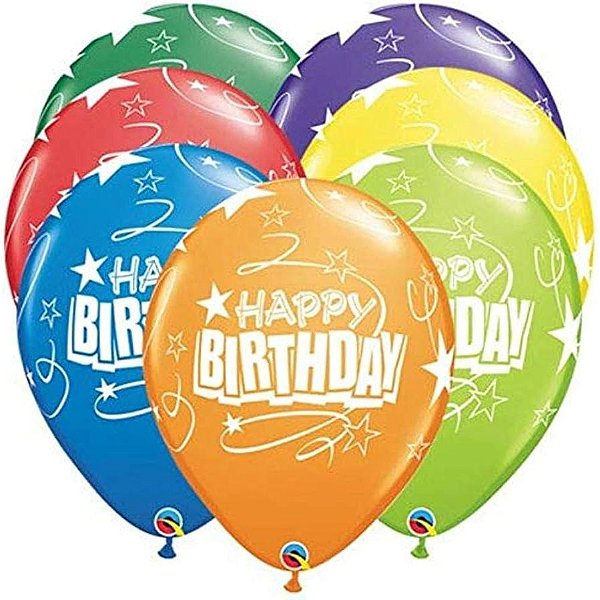 Balão Qualatex 16" - Redondo Sortido Carnaval - Birthday-Lacos E Estrelas - 50 Un