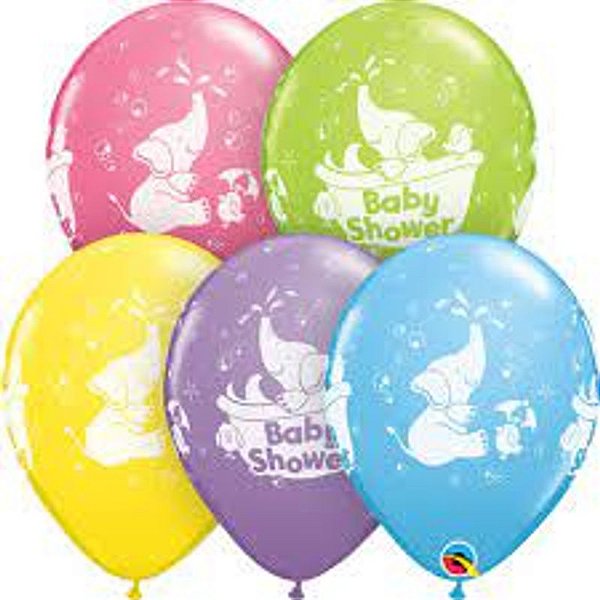 Balão Qualatex 11" - Redondo Sortido Especial - Baby Shower-Elephante - 50 Un