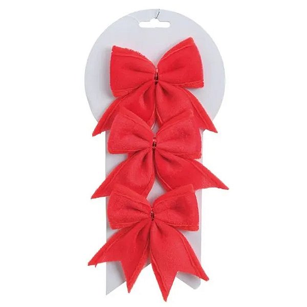 Laço Pronto Liso Vermelho 13cm (Laços Artes) - 3 Un