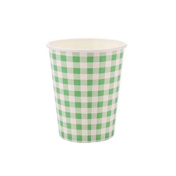 Copo de Papel 270ml Xadrez Verde Junina - 10 Un