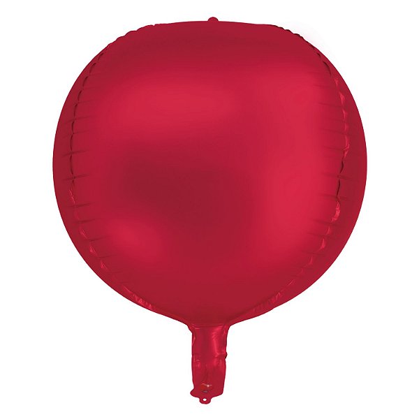 Balão Cromado Redondo 4D Vermelho 20" - Silver Plastic - 1 Unidade