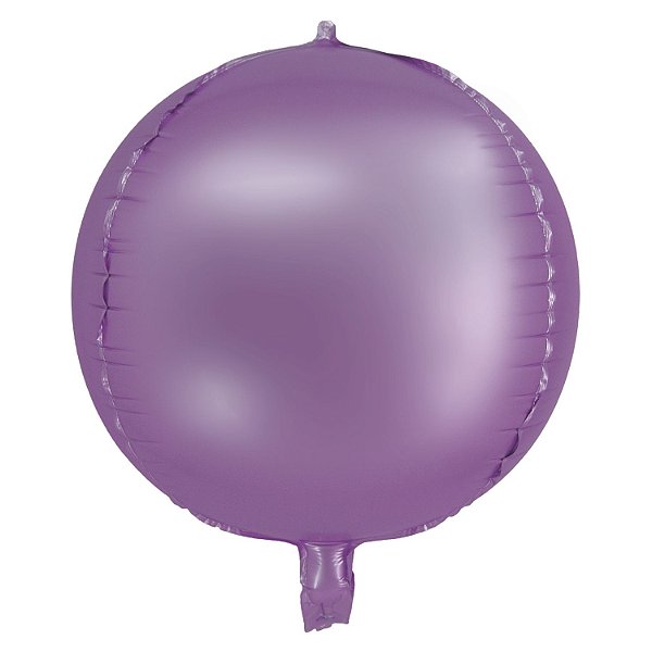 Balão Cromado Redondo 4D Lilás 20" - Silver Plastic - 1 Unidade