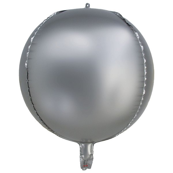 Balão Cromado Redondo 4D Prateado 20" - Silver Plastic - 1 Unidade