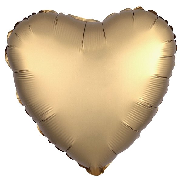 Balão Cromado Coração com Canudo Dourado 18" - Silver Plastic - 1 Un