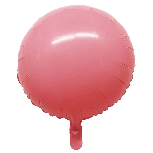 Balão Macaron Redondo com Canudo Vermelho 18" - Silver Plastic - 1 Unidade