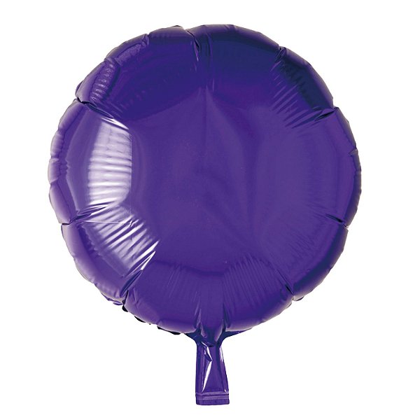 Balão Metalizado Redondo com Canudo Roxo 18" - Silver Plastic - 1 Unidade