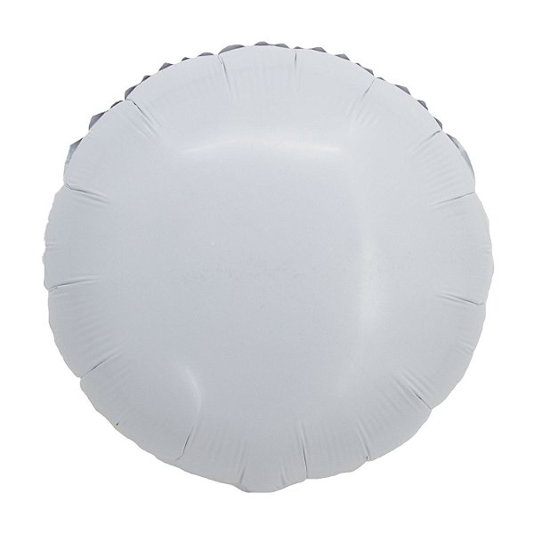 Balão Metalizado Redondo com Canudo Branco 18" - Silver Plastic - 1 Unidade