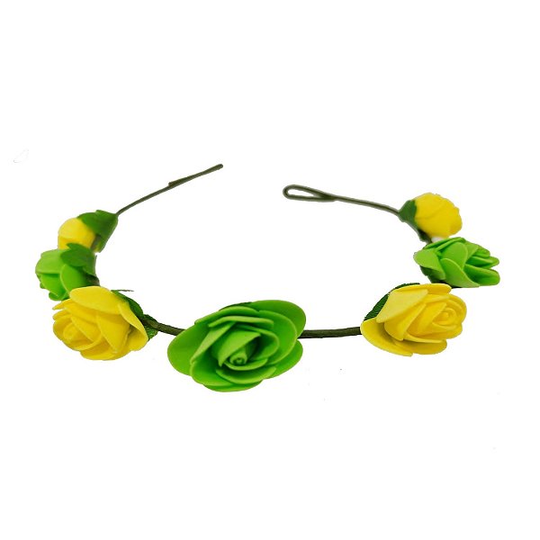 Tiara Flor Verde e Amarela - 1 un