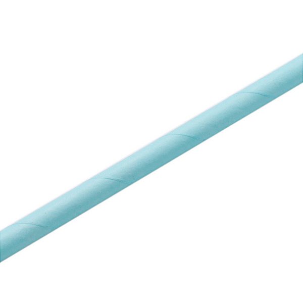 Canudo de Papel Liso 19,5cm Azul Bebê - 12 Un