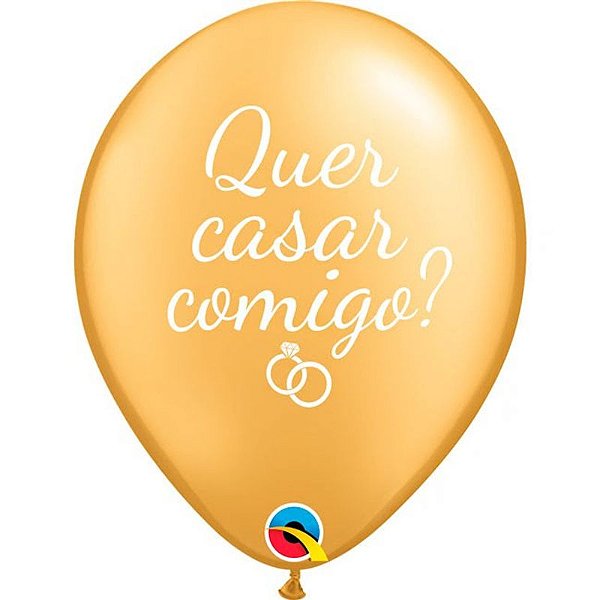 Balão Qualatex Pacote Print 11" Quer Casar Comigo? - 6 Un