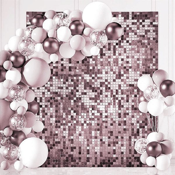 Painel Metalizado Quadrado Mágico Shimmer Wall 30x30cm Prata Glitter Brilhante - 1 Un