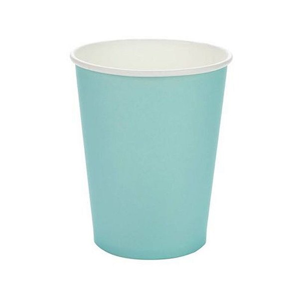 Copo de Papel 270ml Liso Azul Piscina - 10 Un