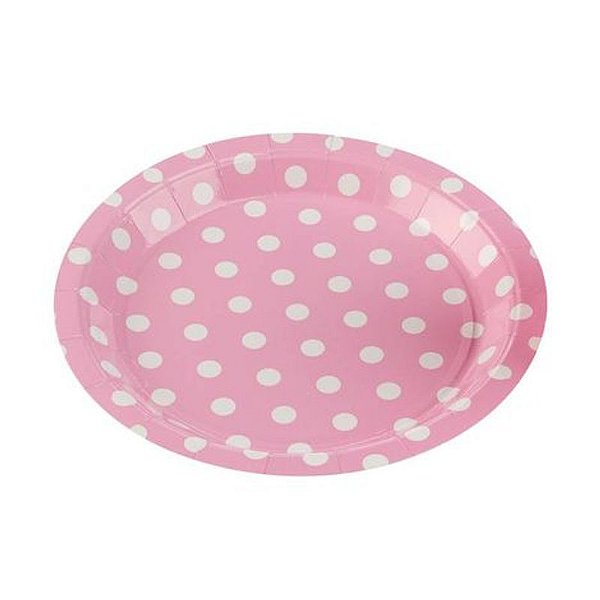 Prato Papel Poá Rosa Bebê - 10 unidades