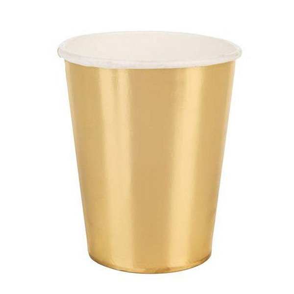 Copo de Papel 270ml Liso Dourado - 10 Un
