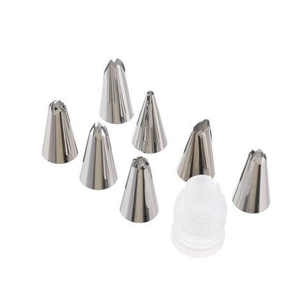 Kit Confeitaria Bicos Diversos + Adaptador - 8 Peças